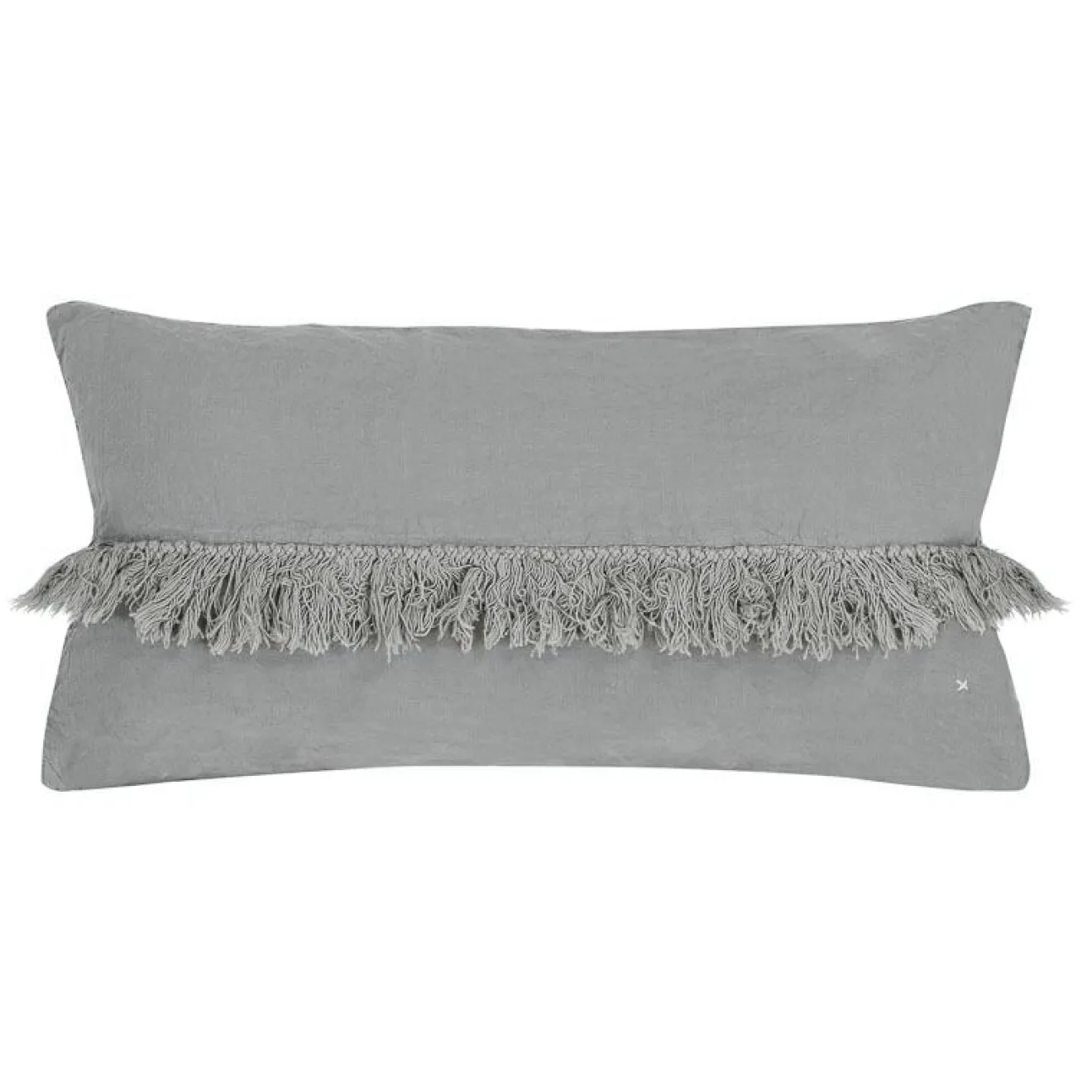 Bed and Philosophy Coussin en lin frangé gris 30x60cm