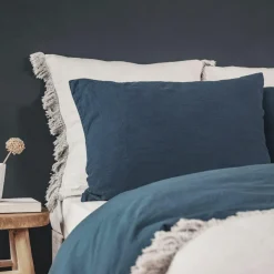 New Bed and Philosophy Coussin en lin frangé naturel 80x80cm