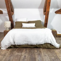 Hot Bed and Philosophy Coussin en lin frangé plume 30x60cm