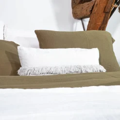 Hot Bed and Philosophy Coussin en lin frangé plume 30x60cm
