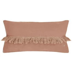 Bed and Philosophy Coussin en lin frangé rose 30x60cm