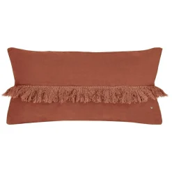 Bed and Philosophy Coussin en lin frangé terre brûlée 30x60cm
