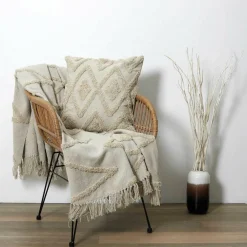 Home Deco Factory Coussin ethnique relief losange beige - 40x40 cm