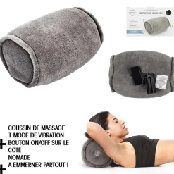 Sensly Coussin rond de massage vibrant gris - 25x14x14 cm