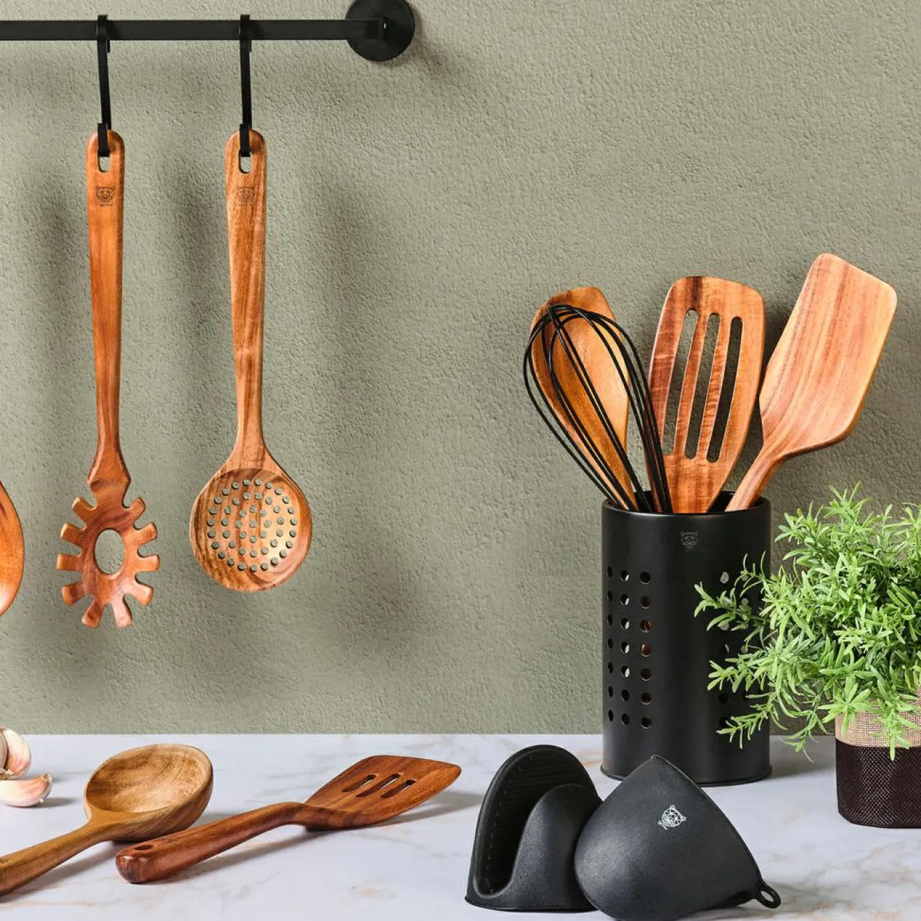 Outlet Bjorn Couverts à salade en bois d'acacia SKOV marron