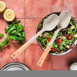 Bjorn Couverts à salade en bois et silicone GUNNAR beige/marron