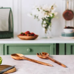 Bjorn Couverts à salade en bois d'acacia ROLF marron