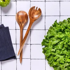 Bjorn Couverts à salade en bois d'acacia ROLF marron