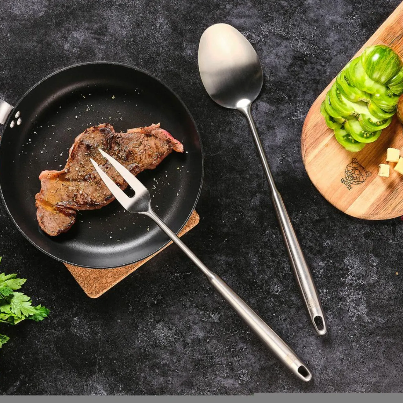 Outlet Bjorn Couverts à salade et barbecue en acier inoxydable STAL inox