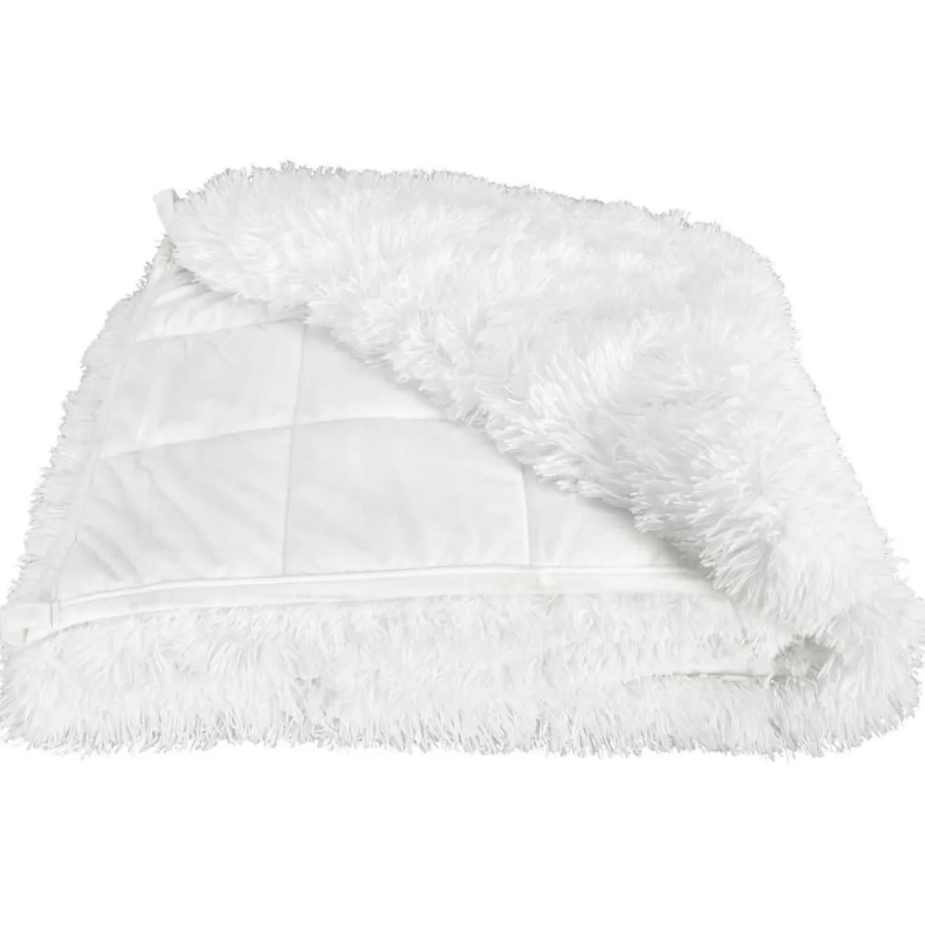 Discount Sensly Couverture pondérée fausse fourrure blanche - 153x0x203 cm