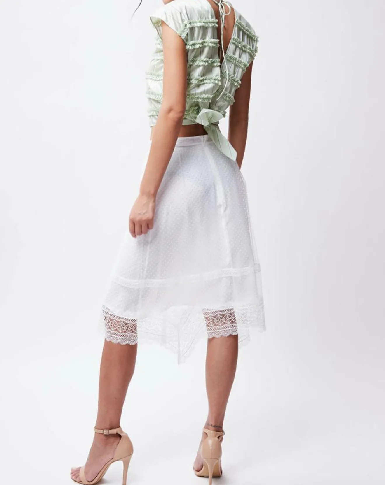 Femme John Galliano Crop-Top en Coton & Soie Alice vert clair