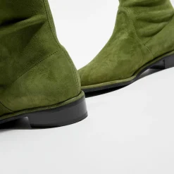 Femme Stuart Weitzman Cuissardes en Velours de Cuir Lowland vertes