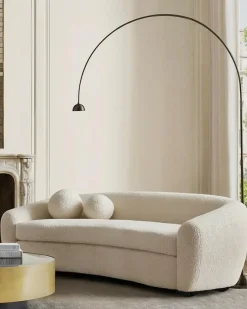 Online Uniqka Curve - Canapé arrondi 3 places en tissu bouclé cream