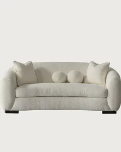 Online Uniqka Curve - Canapé arrondi 3 places en tissu bouclé cream