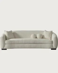 Online Uniqka Curve - Canapé arrondi 3 places en tissu bouclé cream