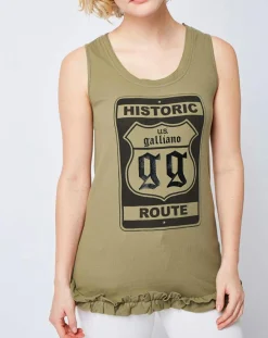 New John Galliano Débardeur à motif kaki/noir