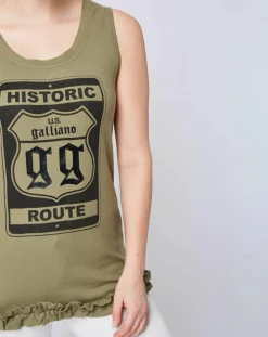 New John Galliano Débardeur à motif kaki/noir