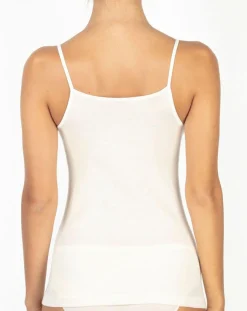 Femme Mare Débardeur bord satin en Laine & Soie ivoire