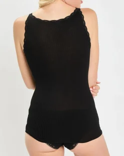 Femme Mare Débardeur bretelles fines contours dentelle noir