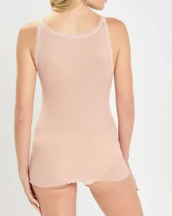 Discount Mare Débardeur bretelles fines contours dentelle rose