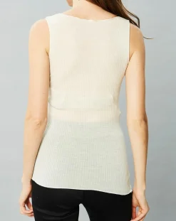 Clearance Mare Débardeur Célia en Laine & Soie ivoire