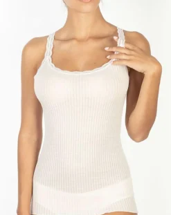 Discount Mare Débardeur fines bretelles en Laine mélangée ivoire