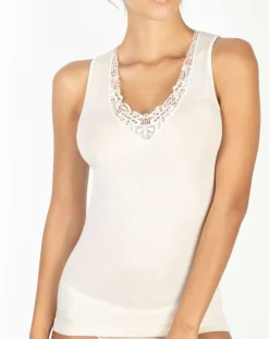 Femme Mare Débardeur Laine et Soie ivoire