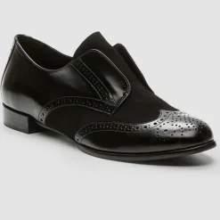 New Cosmoparis Derbies en Cuir et Velours de Cuir Elima noires