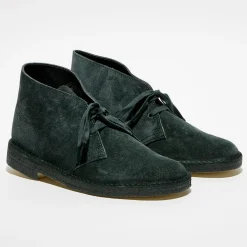 Homme Clarks Desert boots en Velours de Cuir vert foncé