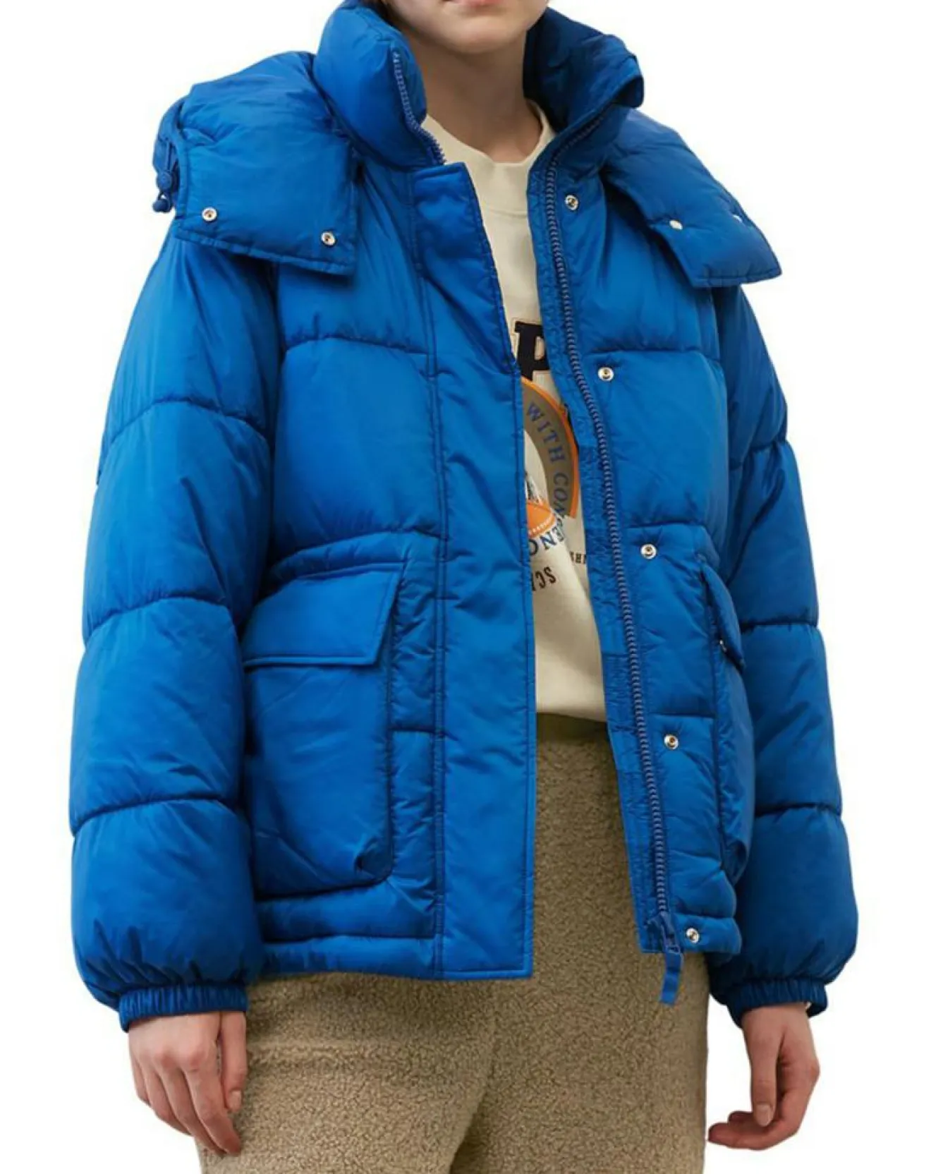 Femme Marc O'Polo Doudoune à capuche Puffer bleue