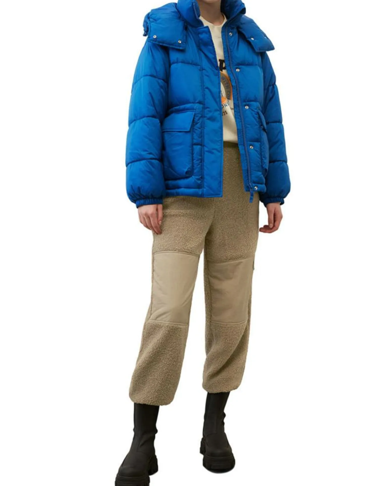 Femme Marc O'Polo Doudoune à capuche Puffer bleue