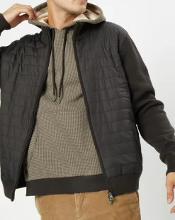 Clearance Hackett London Doudoune Bi-matière Hybride Media noir/marron