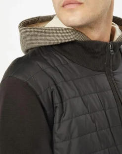 Clearance Hackett London Doudoune Bi-matière Hybride Media noir/marron