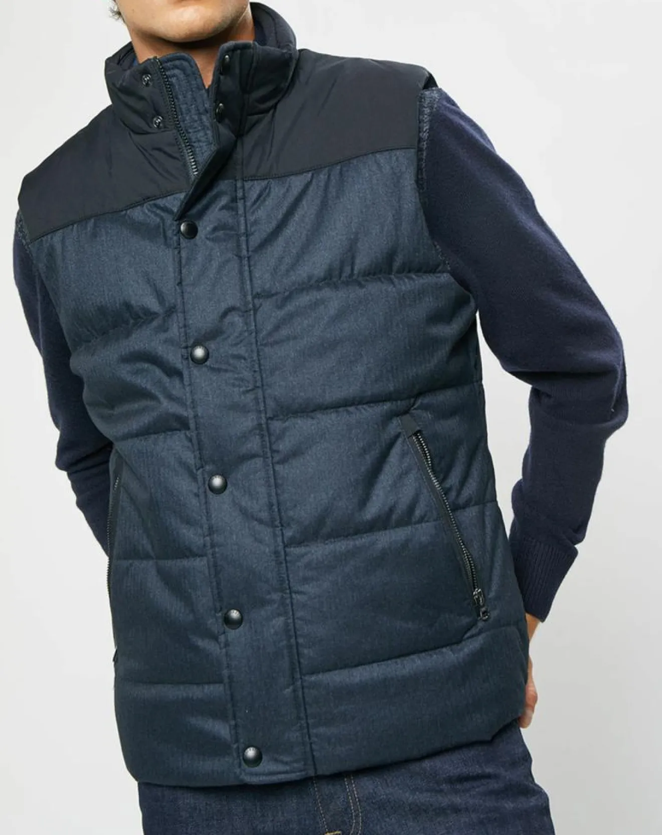 Homme Hackett London Doudoune bi-matière sans manches bleu marine