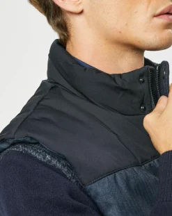 Homme Hackett London Doudoune bi-matière sans manches bleu marine