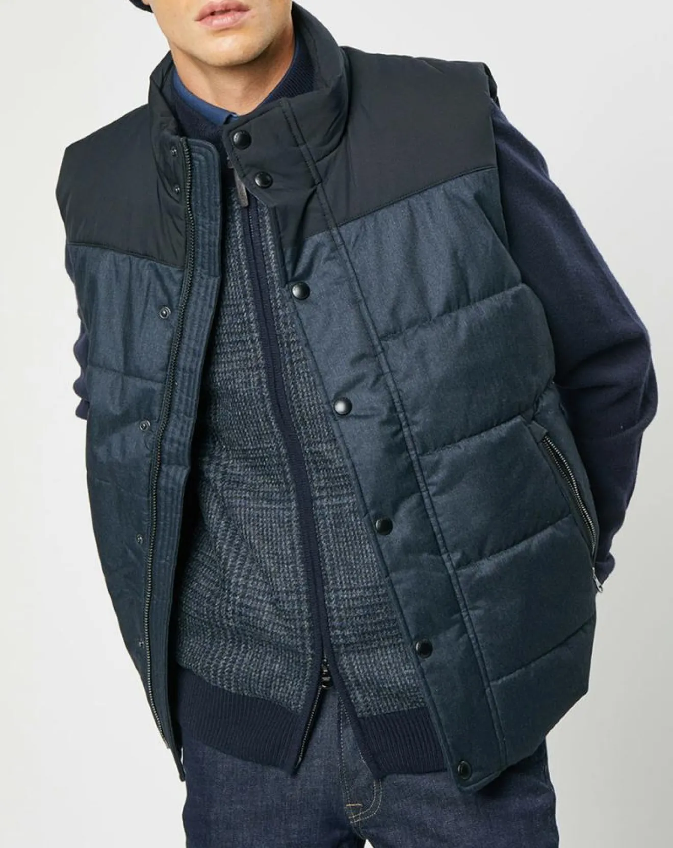 Homme Hackett London Doudoune bi-matière sans manches bleu marine