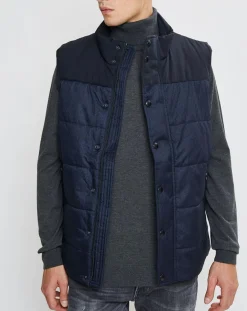 Homme Hackett London Doudoune bi-matière sans manches bleu marine