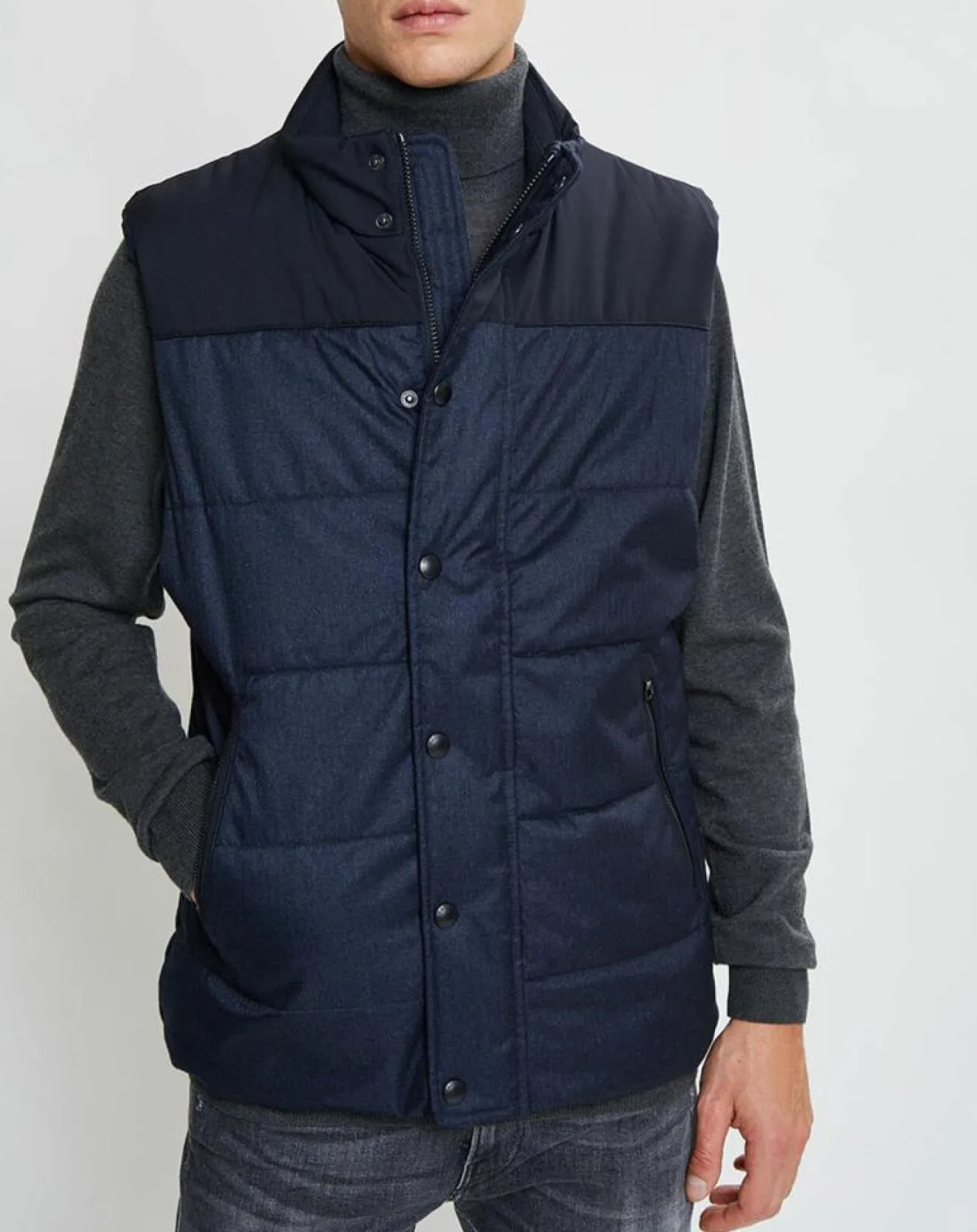 Homme Hackett London Doudoune bi-matière sans manches bleu marine