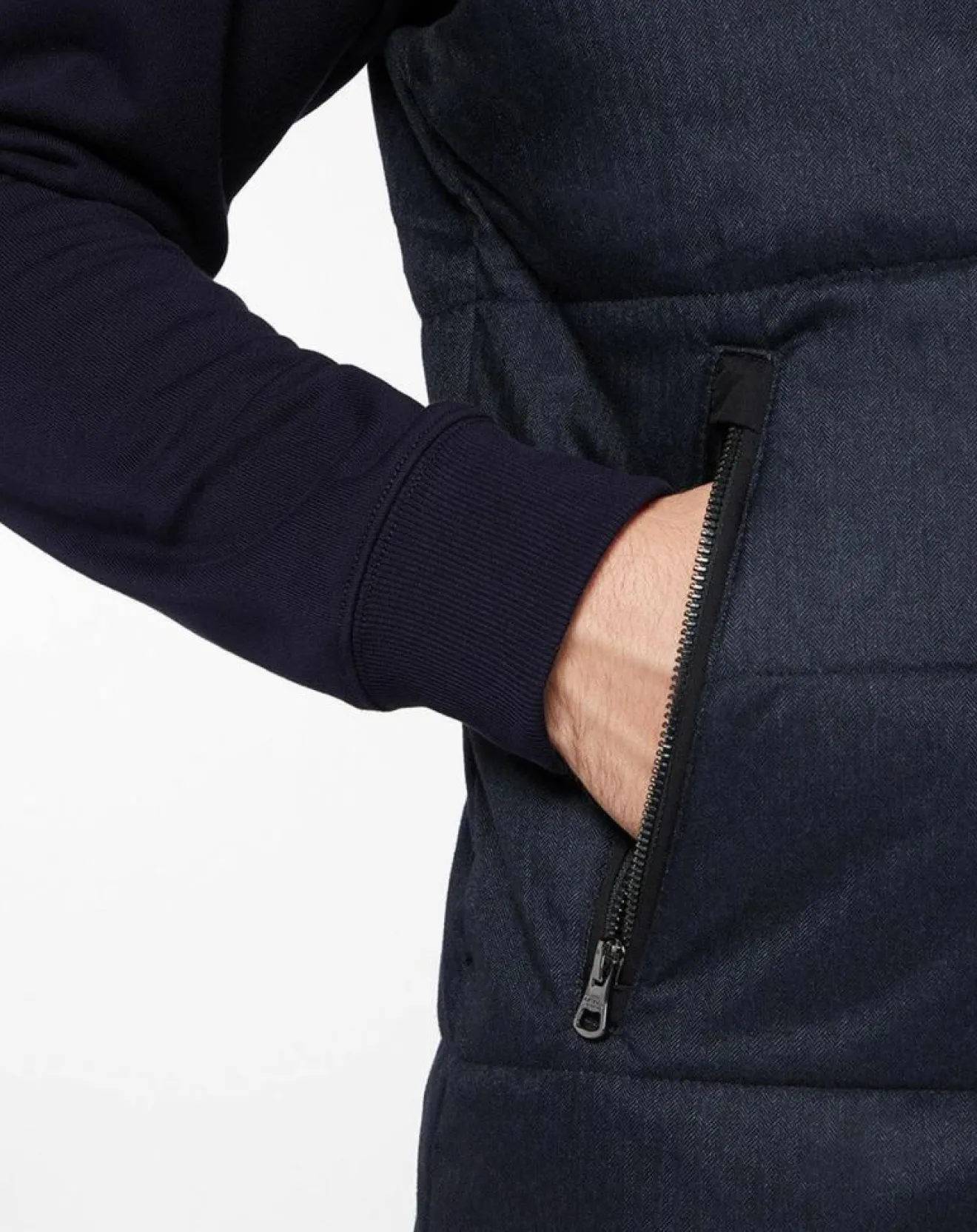 Homme Hackett London Doudoune bi-matière sans manches bleu marine