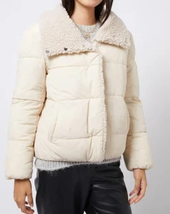 Femme Esprit Doudoune courte doublée intérieur fourré sherpa écrue