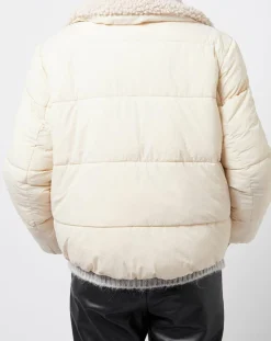 Femme Esprit Doudoune courte doublée intérieur fourré sherpa écrue