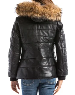 Clearance Blue Wellford Doudoune en Cuir Adige noire