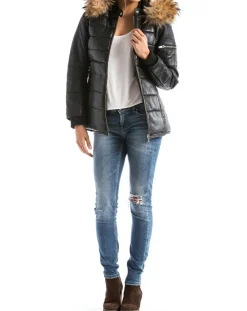 Clearance Blue Wellford Doudoune en Cuir Adige noire