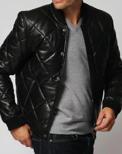 Homme Chyston Doudoune en Cuir Andes noire