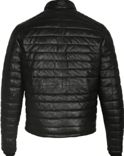 Homme Blue Wellford Doudoune en Cuir Anibal noire