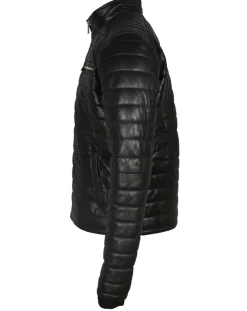 Homme Blue Wellford Doudoune en Cuir Anibal noire