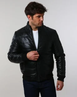 Outlet Chyston Doudoune en Cuir Brad noire