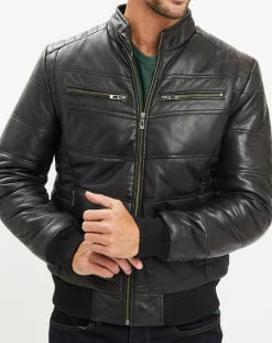 Homme Chyston Doudoune en Cuir Giorgio noire