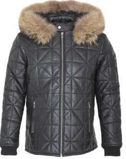 Femme Chyston Doudoune en Cuir Kinabalu noire