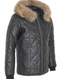 Femme Chyston Doudoune en Cuir Kinabalu noire